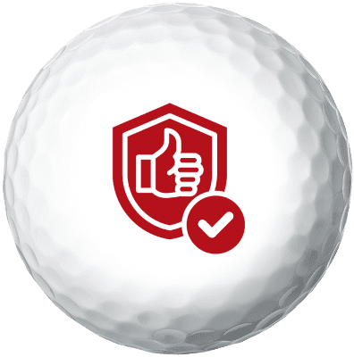 Golf ball featuring approval symbols